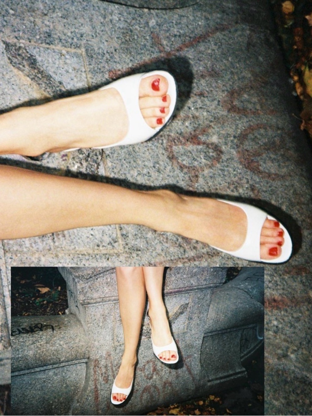 BY FAR creased white leather mule